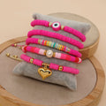 Jingcan Crystal 2024 Women pink Fashion Custom Evil Eye Bracelet Adjustable 5 Pieces Clay Beads Bracelet Kit