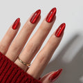 BTArtbox Almond Fake False Nails Artificial Fingernails Wholesale Custom Design Soft Gel Red Cat Eye Press on Finger Nails Tips