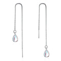 Traditional Alloy Copper Labradorite Stone Charm Dangle Threader Earring Floating Wire Earrings Jewelry for Women