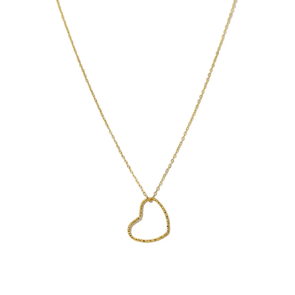 Women Jewelry Stainless Steel Linellae Solid Heart Pendant Necklace Stainless Steel Jewelry