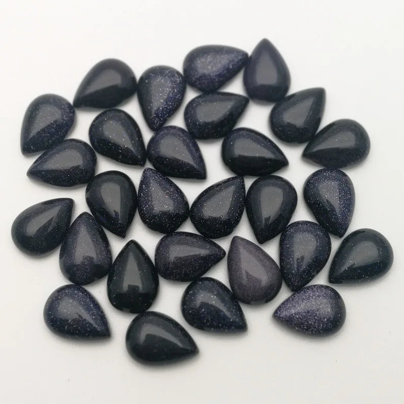 Huiying Natural Loose Waterdrop Shape 10*14Mm Gemstone Blue Sand Stone Cabochon Crafts