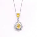 Luxury Unisex Geometric Design 925 Silver Goose Yellow Synthetic Zircon Pear Shaped Flower Pendant Orthodox Wedding Party Gift