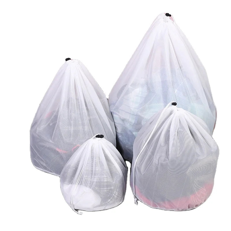 Household Laundry Bags for Washing Machine Hotel Drawstring Christmas Laundry Bag Reusable Nylon Mesh Laundry Bag
