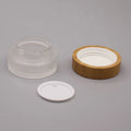 100g Recycle Cosmetic Face Cream Container Frosted Glass Cream Jar with Bamboo Lid