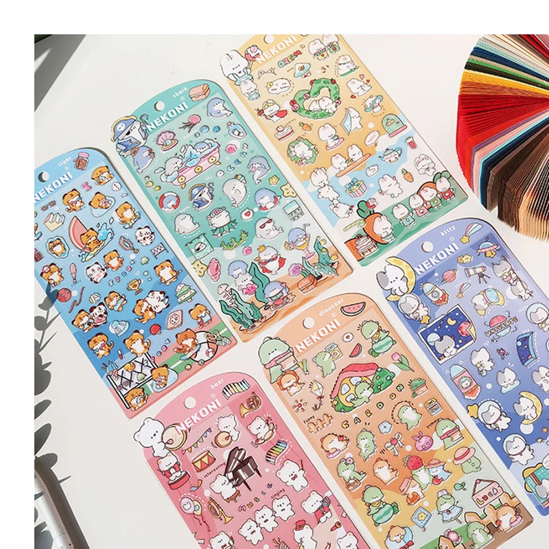 Nekoni Animal Tiger Dinosaur Kitty Shark Bunny Bear Decals Stickers  for  Original Designs PVC Vinyl Sticker Decals
