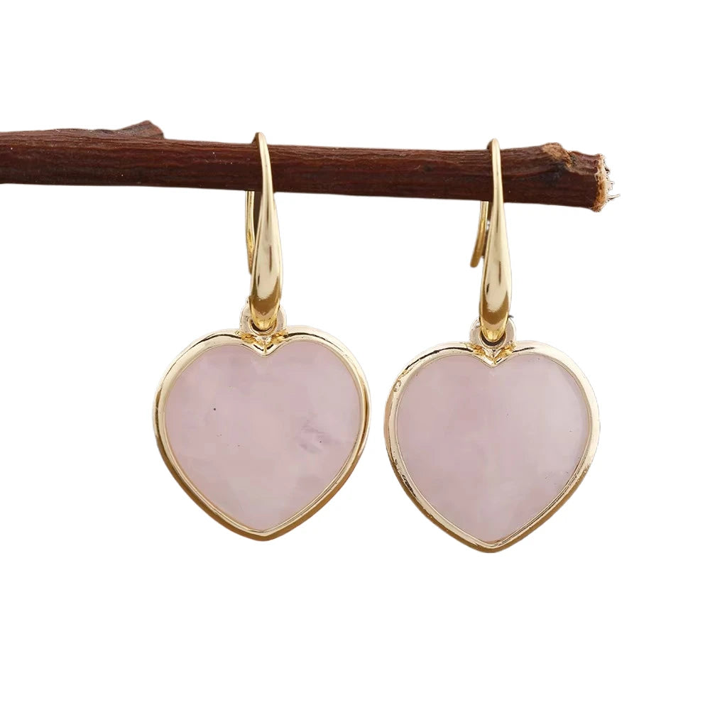 Heart Earrings Crystal  Women Jewelry  Faceted Gemstone Hearts Hook Earring LOVE Gifts