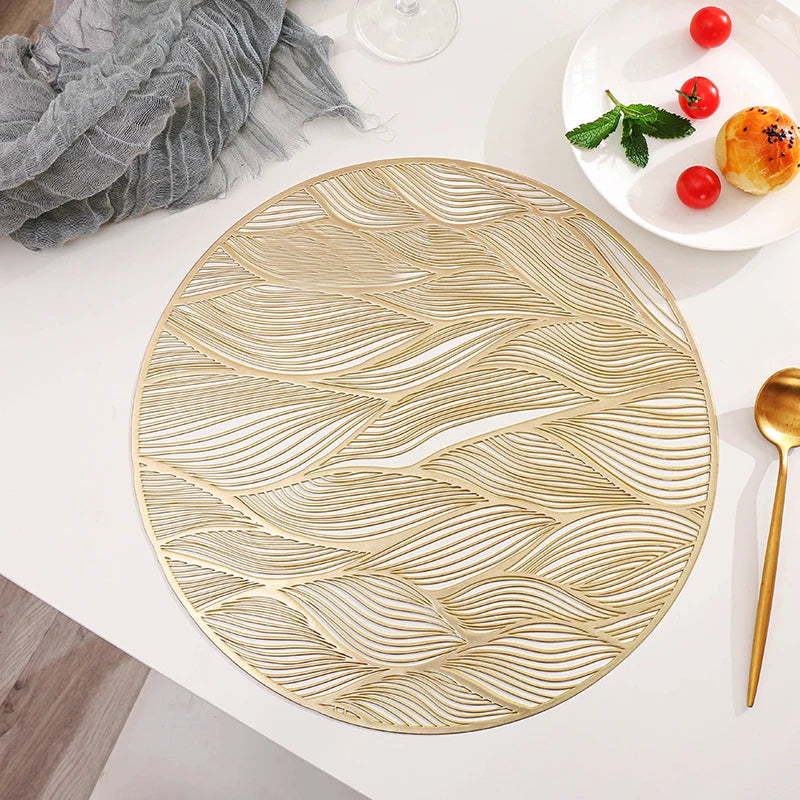 Factory Wholesale Non-Slip Dining PVC Tables Mat Gold Silver Washable Heat Resistant for Hotel Restaurant Placemat Tablemat