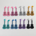 Wholesale Colorful Glitter Musical Instruments Cartoon Hiphop Guitar Heart Pendant Bling Party Jewelry Acrylic Drop Earrings