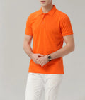 Custom Men's XL Orange Knitted Cotton/Polyester Quick Dry Short Sleeve Shirt Inspired Ancient Egypt Embroidered Floral Design