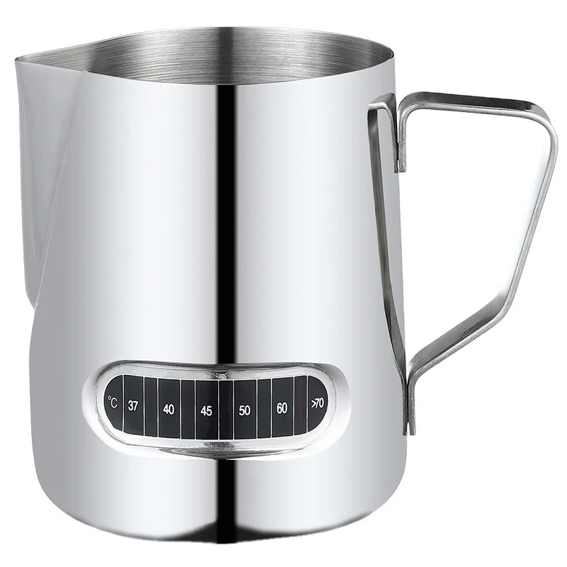 Custom Logo 600ml Milk Frothing Pitcher Food Grade Stainless Steel Coffee Drawing Cup Milk Jug with Handle Temperature Induction
