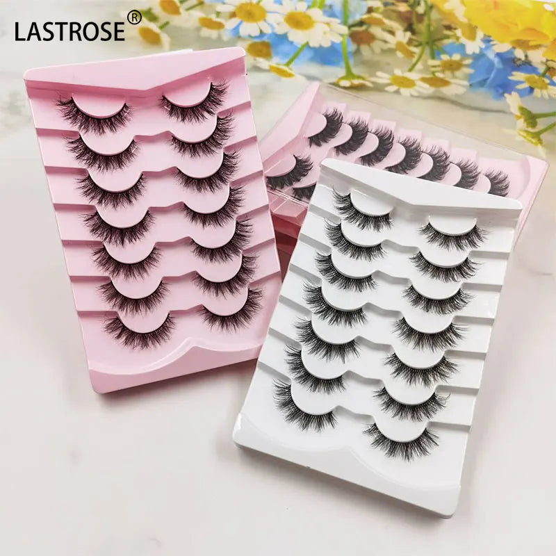 Wholesale 15-20mm Faux Mink Eye Lash 3d 6d 6/7/10 Pairs False Faux Cils Fluffy Faux Mink Eyelash False Full Strip Eyelash