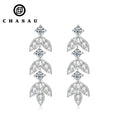 Jewelry With GRA Certificate 100% 925 Silver Real Moissanite Earrings Leaf Chandelier Drop Dangle Long Earrings
