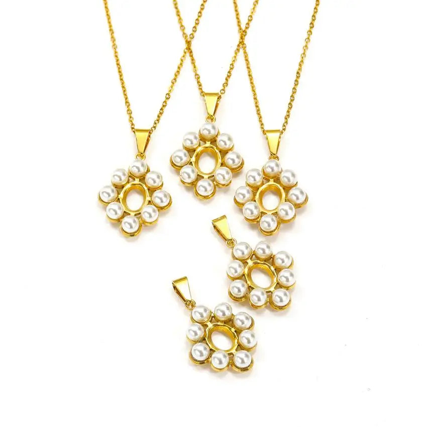 Trendy 18K Gold Plated Freshwater Pearl Necklace Waterproof Oxidation-Resistant Stainless Steel Pendant Fashion Jewelry