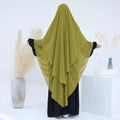 Maxi Long Two Layer Chiffon Khimar Plus Size New Muslim Women Islamic Clothing Wholesale EID Ramadan Tie Back Prayer Hijab