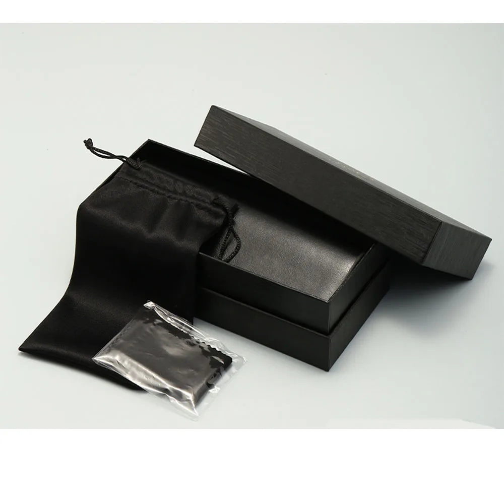 Sparloo 4082 Luxury Designer Black Leather Packaging Custom logo Sunglasses case Set Package