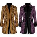 The United States Men's Coat Solid Color Fashion Steampunk Retro Uniform Stand Collar Clothing