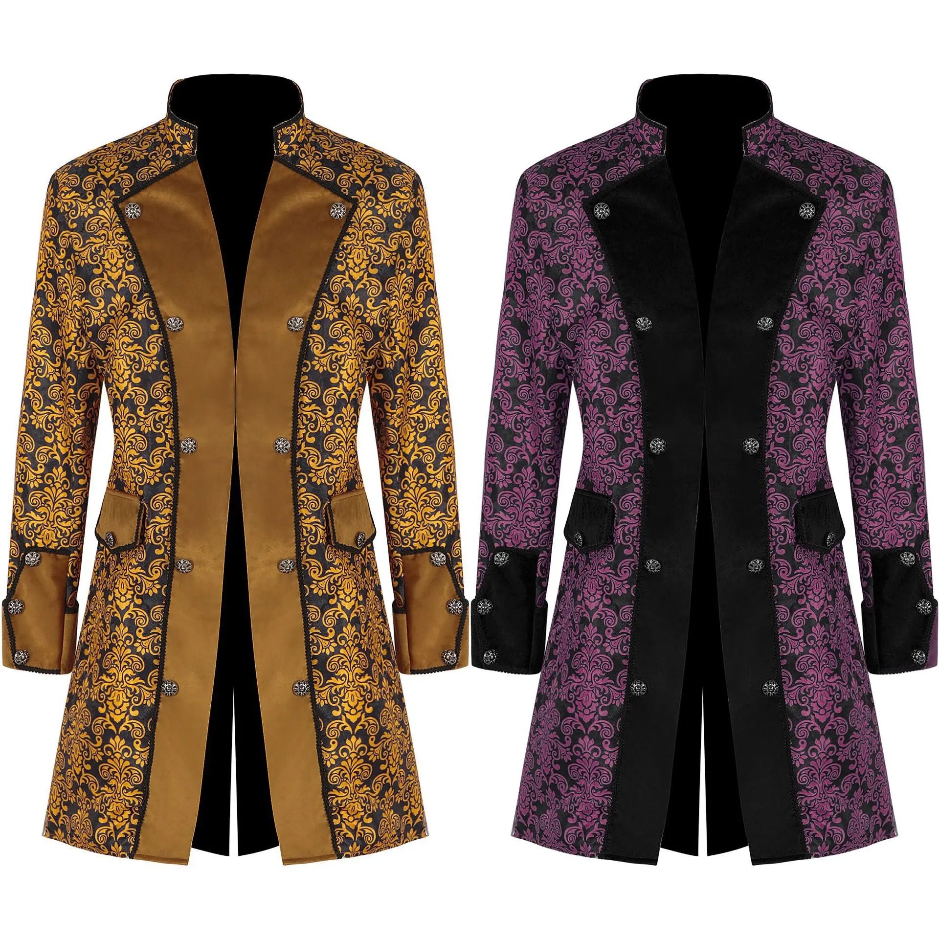 The United States Men's Coat Solid Color Fashion Steampunk Retro Uniform Stand Collar Clothing