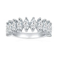 Hot Selling Fine Jewelry White Gold Plated Non Tarnish Marquise Cut 3CT VVS GRA Moissanite Silver 925 Half Eternity Rings
