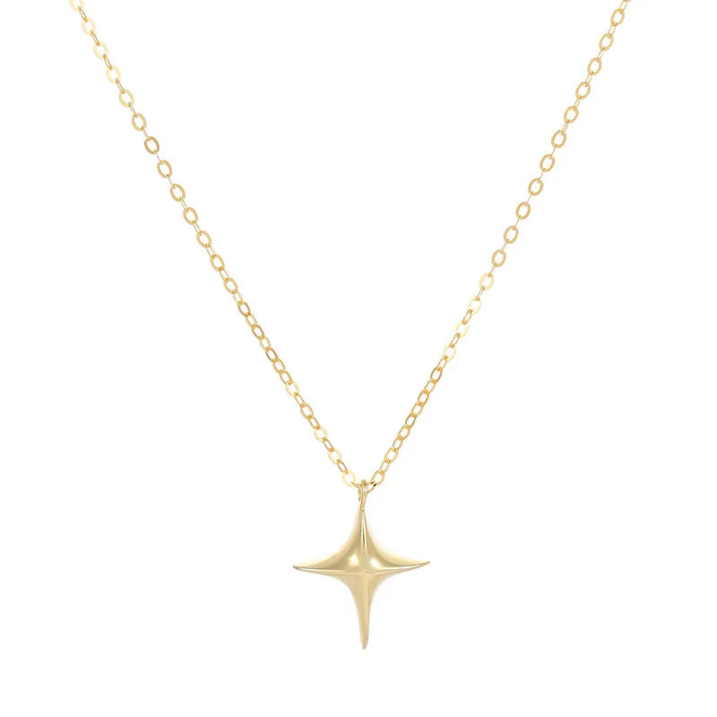 Fashion Jewelry Necklace 925 Sterling Silver Minimalist Simple Star Pendant Necklace Gold Plated Necklaces for Women