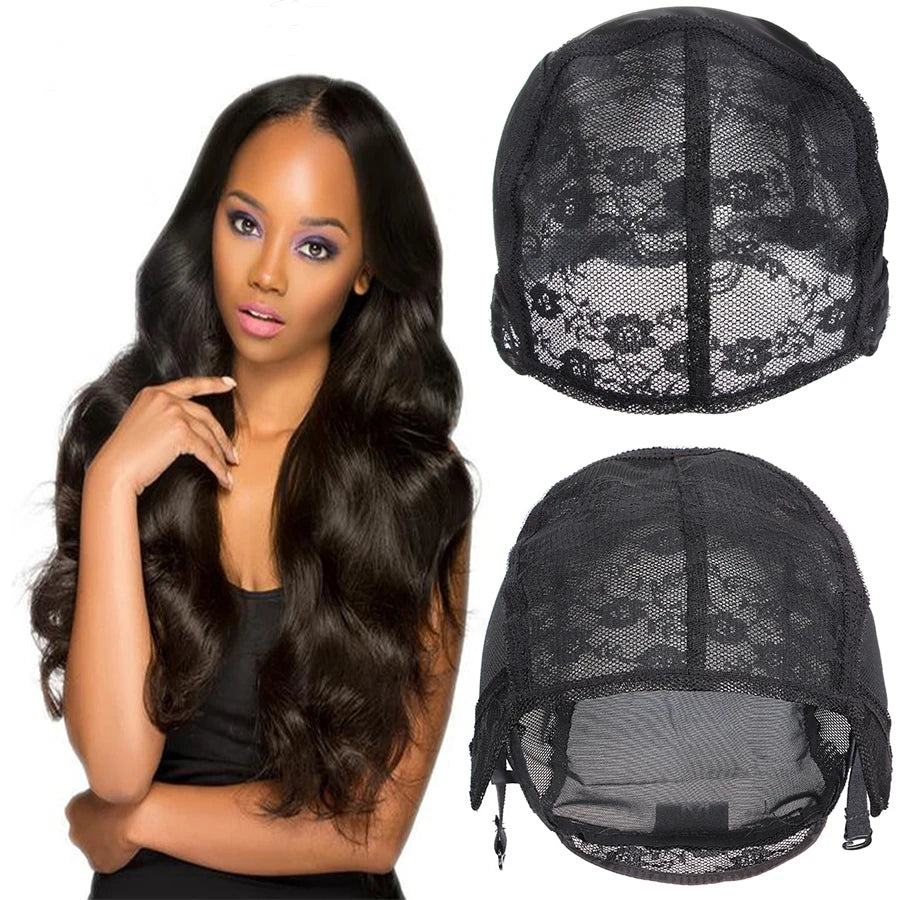 Wholesale Custom Logo Adjustable Closure Mono U Part Ventilated Wig Cap Spandex Mesh Dome Full Lace Wig Caps for Making Wigs