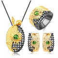 C7872 Abiding Fine Jewelry Wholesale Designer Collection Natural Chrome Diopside Gemstone 925 Sterling Silver Jewelry Sets