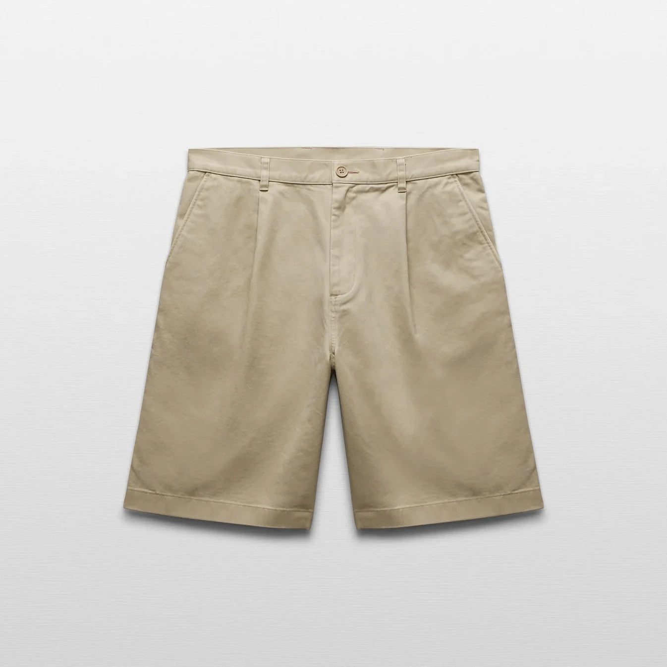 Men's Durable Relaxed Fit 10" Chino Straight Mid Waist 100% Cotton Solid Casual Shorts Zip Fly with Pockets