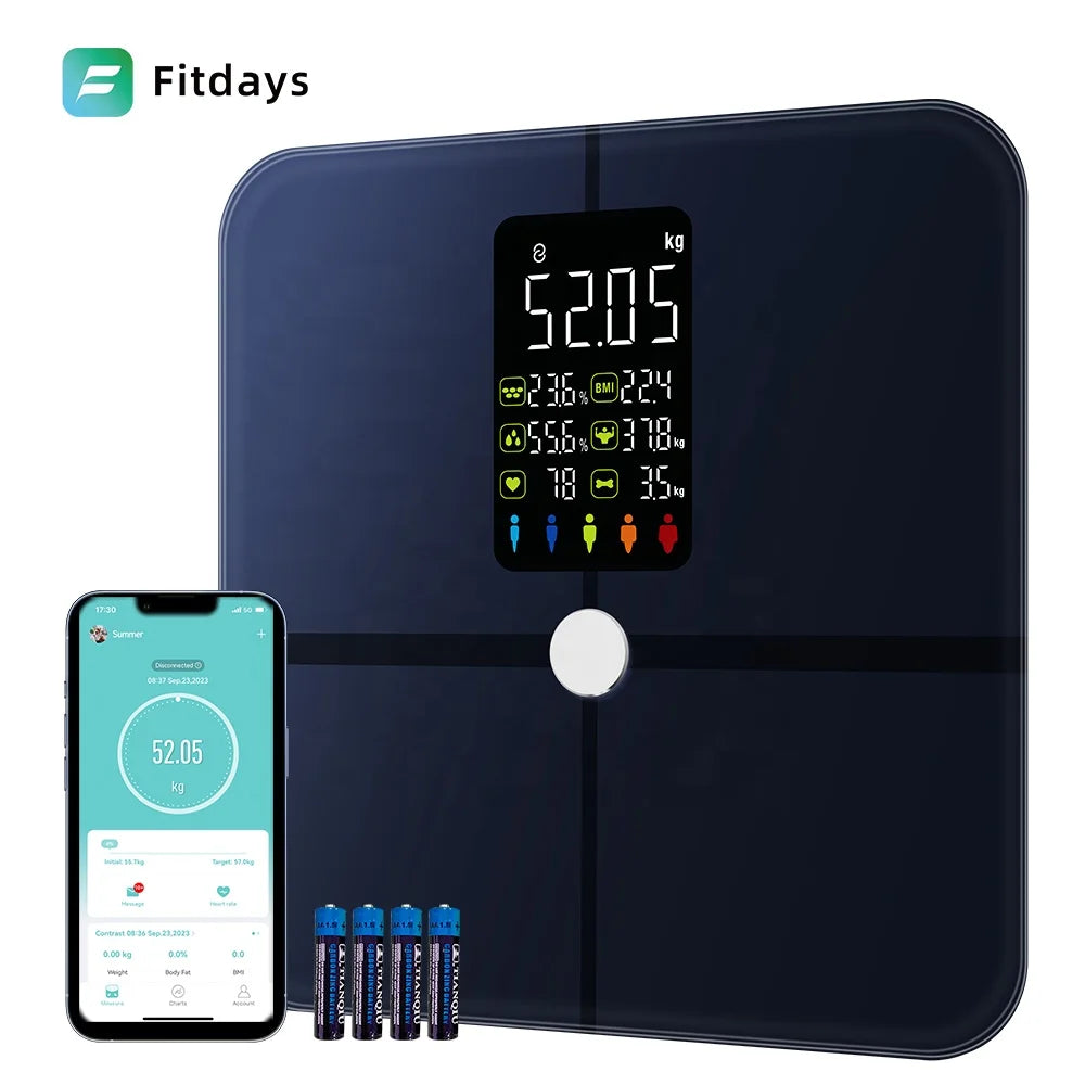 Smart Digital Scale for Bluetooth Connectivity Battery Powered High Precision Body Composition Analysis Anti-Slip Feet Household