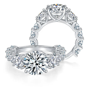 4CT Moissanite Ring 925 Sterling Silver Jewelry Wedding Band 10mm White Gold Plated S925 Moissanite Eternity Ring