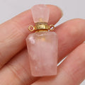 HZ Natural Gemstone Bottle Pink Rose Quartz Crystal Perfume Bottle Essential Oil Perfume Pendant Necklaces