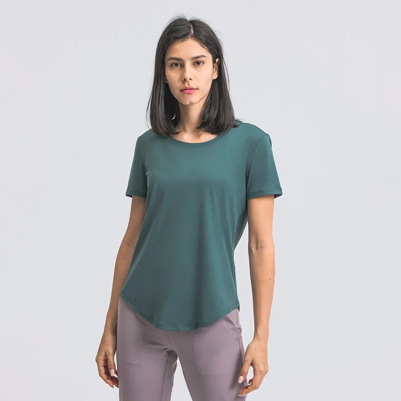 Women's Short Sleeve Workout Shirts Athletic Tee Tops Breathable Yoga T-Shirts Gym-t-shirt