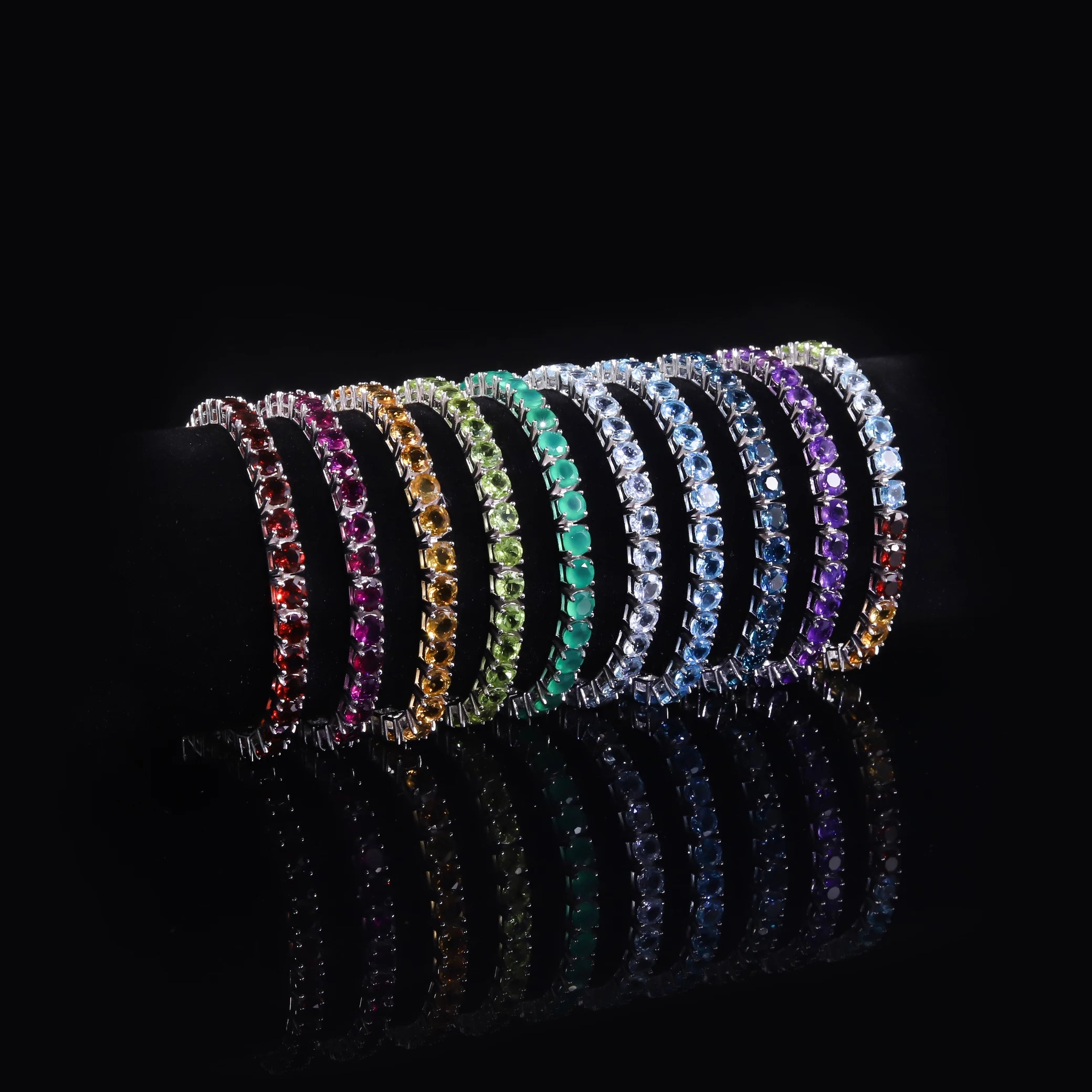 Abiding OEM ODM Colored Gemstone 5MM 7IN 11g 925 Silver Garnet Citrine Peridot Topaz Natural Gemstone Tennis Bracelet