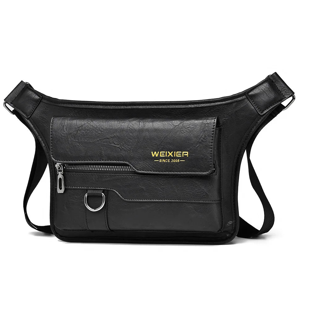 OEM ODM Men PU Leather Shoulder Bag Fashion Durable Crossbody Side Bag Wide Strap Cross Shoulder Side Bags for Boys