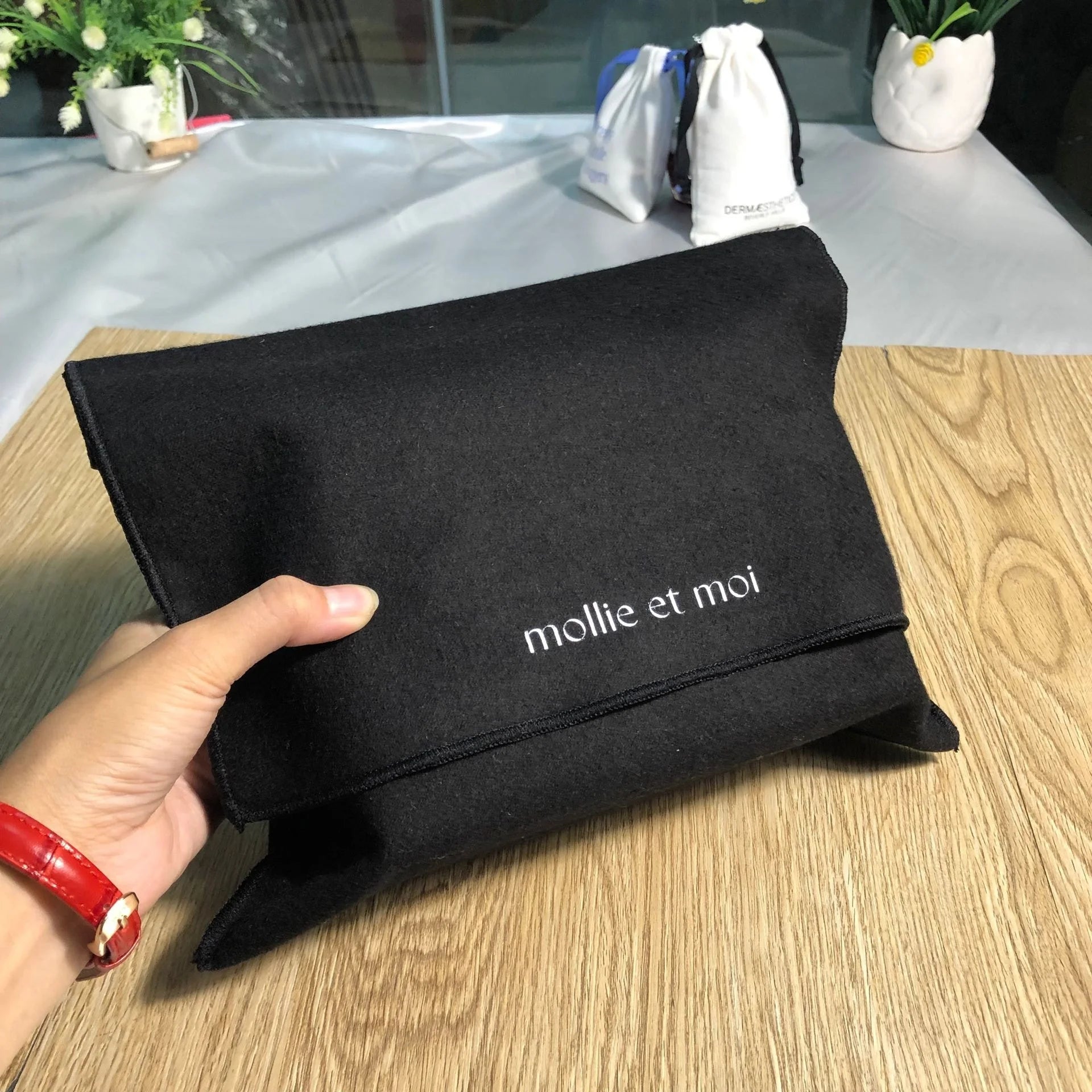 Black Cotton Flannel Envelop Dust Cover Bag
