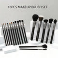 Professional Foundation Powder Eyeshadow Makeup Brush Set EMF 18pcs Black Wood Handle Custom Synthetichair for Face Powder