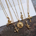 Retro Women Virgin Mary Necklace Stainless Steel 18k Gold Cupid Angel Necklace Men Crucifix Cross Pendant Fleur De Lis Necklace