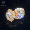 Pass Diamond Tester 10K 14K Solid Gold Vvs Moissanite Flower Cluster Earrings Iced Out Round Brilliant Cut Diamond Earring Studs