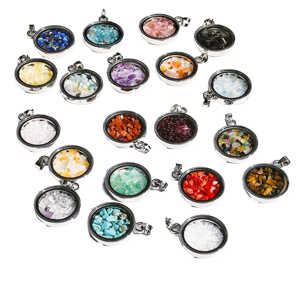 Factory Price Precious Gemstone Jewelry Fashion Round Pendant Handmade Crystal Necklace for Women