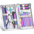 2020 New Rainbow Manicure Kits 18 Pcs Nail Clippers for Women Gift   Women's Rainbow Leather Manicure Set