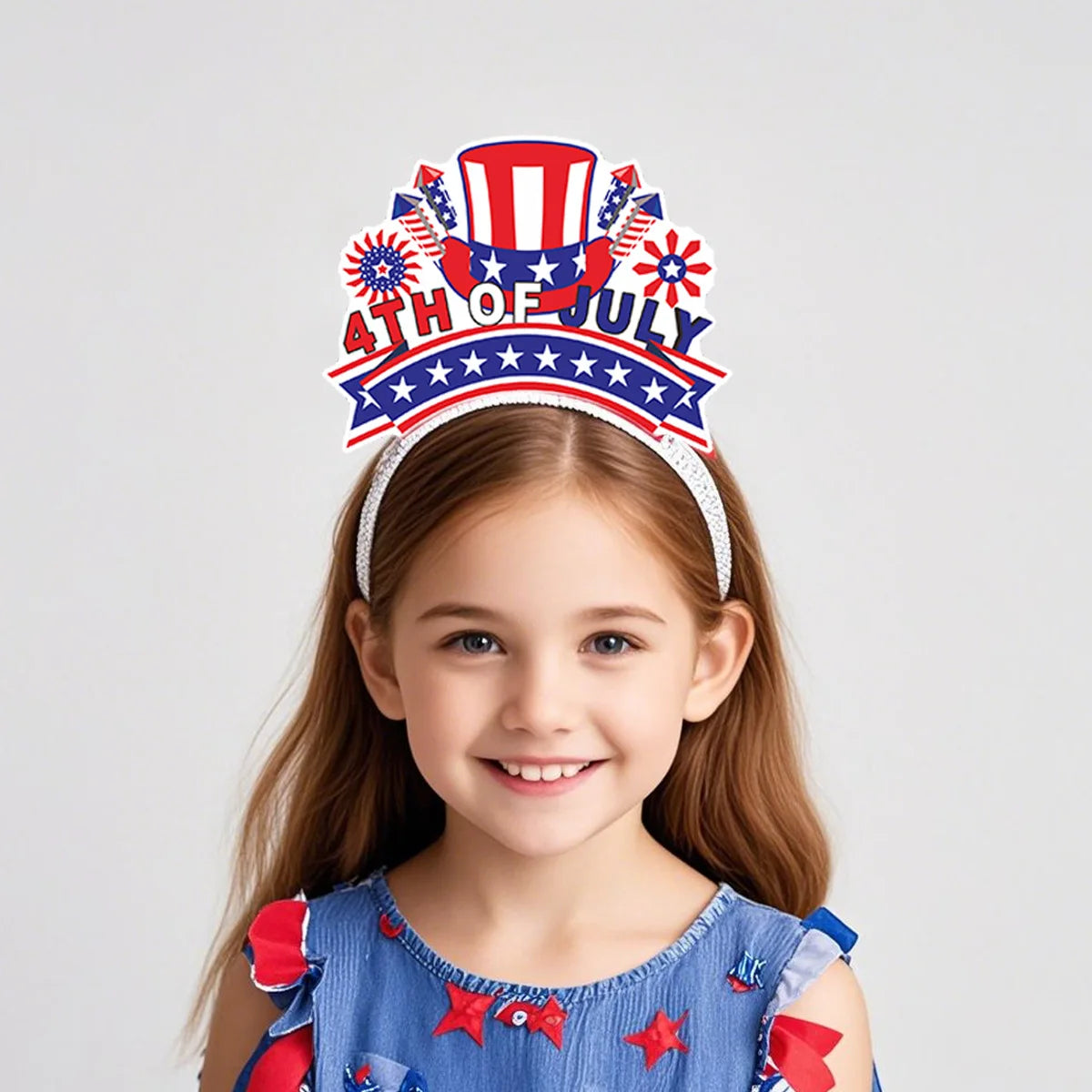 6pcs USA 250th Anniversary Independence Day Patriotic Headband Flag Hat National Day Party Decoration Photo Props Accessories