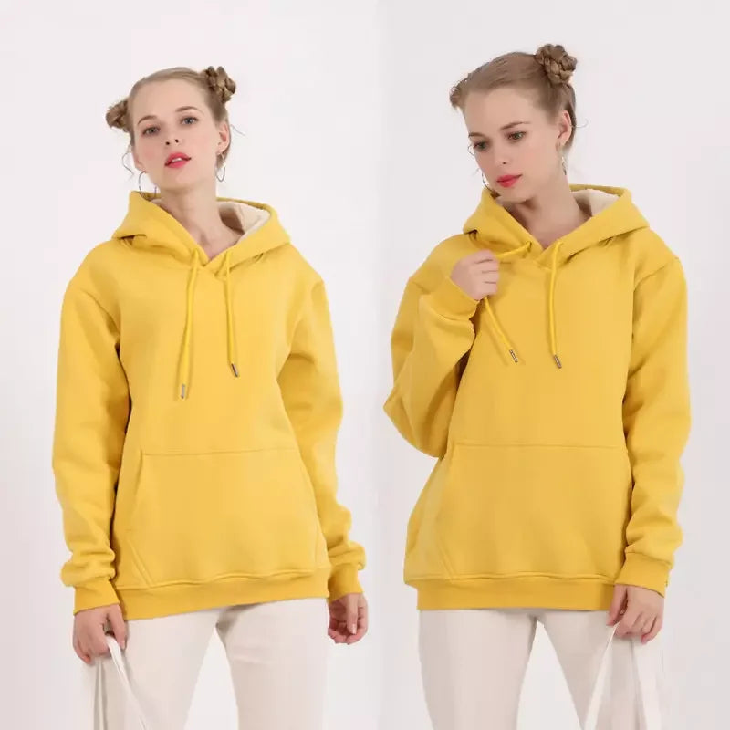 Winter Coat Casual Warm Sherpa Lined Fleece Sweatshirt Men Pullover Hoodies Clothes Plus Size Solid Hoodies Women's Sweat Shirt