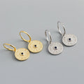New Trendy Round Disc Compass Pendant Zircon 18k Gold 925 Sterling Silver Fashion Hoop Earrings
