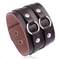 Punk Style Wide Genuine Leather Bangle Size Adjustable Cuff Bracelet Dj Wristbands for Men Women