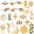 Dinosaur Snake Bird Bear Buffalo Cow Bull Leopard Head Elephant Animal Charm Pendant18K Gold Zircon Necklace Jewelry Supply L31
