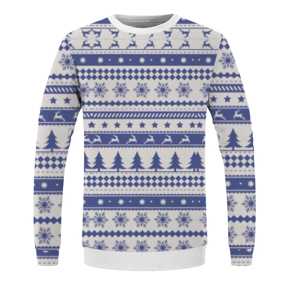 Drop Shipping Christmas Art Style Long Sleeve Fleece 3D Round Neck Long Sleeve Polyester Fabric Hoodless Hoodie