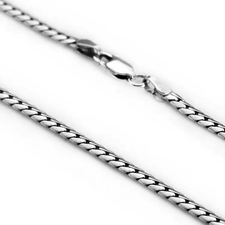 New Fashion Men's Hip Hop Necklace S925 Sterling Silver Snake Chain Necklace Jewelry Wholesale