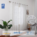 Wholesale Custom Size Faux Linen Striped Window Curtains Cut Out Sheer Tulle Living Room Drapes Available in Custom Sizes
