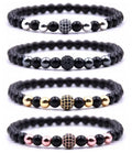 6mm Natural Black Onyx Agate Beads Bracelet with 8MM Crystal Balls Essential Oil Diffuser Aromatherapy Ideal for Anti-Stress