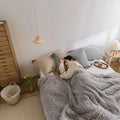 Korean Style 100% Polyester Woven Throw Blanket Four Seasons Use Anti-static Price Direct Online Sale