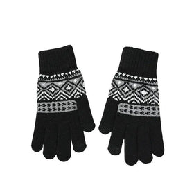 Daily Life Knit Winter Gloves Acrylic Gloves Touch Screen Warm Thermal Gloves Jacquard for Winter Black