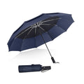 LOTUS Modern Design 10-Rib Fiberglass Iron Tube Double Vented Canopy Auto Open Close Three-Fold Umbrella 110cm Diameter for Rain